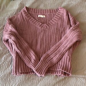 Aeropostale Women's V-Neck Sweater - Dusty Rose